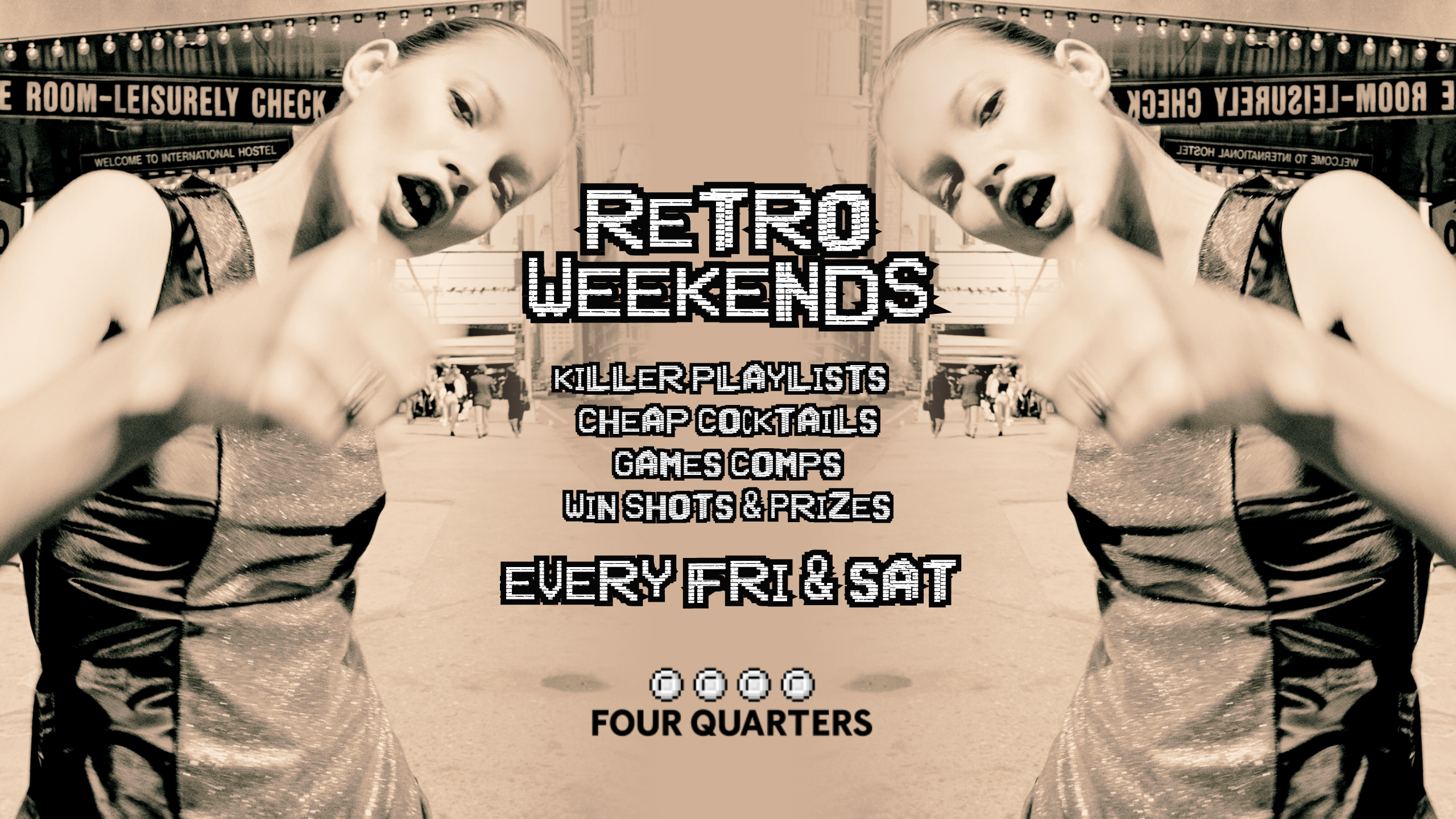 A poster advertising Retro Weekends at 4Q